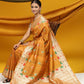 Yellow Meena woven Border And Zari Woven Pallu With Fancy Tassels