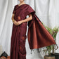 Marroon Soft Silk Saree With Copper Zari Weaves Butties Saree
