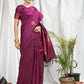 Wine Soft Silk Saree With Copper Zari Weaves Butties Saree