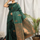 Green Soft Silk Saree With Copper Zari Weaves Butties Saree