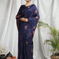 Blue Soft Silk Saree With Copper Zari Weaves Butties Saree