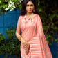 Pink Tussar Silk weaving saree with Ikkat woven Border