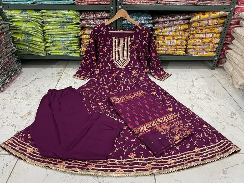 Pure Rayon Fabric Print Straight Kurti Set