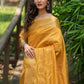 Mustard Assam Silk Embroidered Saree