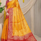 Yellow Pure Soft Silk Saree With Hand dying Soft Luxurious Fabric.
