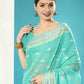 Sky Blue Chanderi Chikankari Weaving Saree With Classy Zari 2