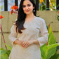 White Beautiful Embroidery Chanderi Kurti Set