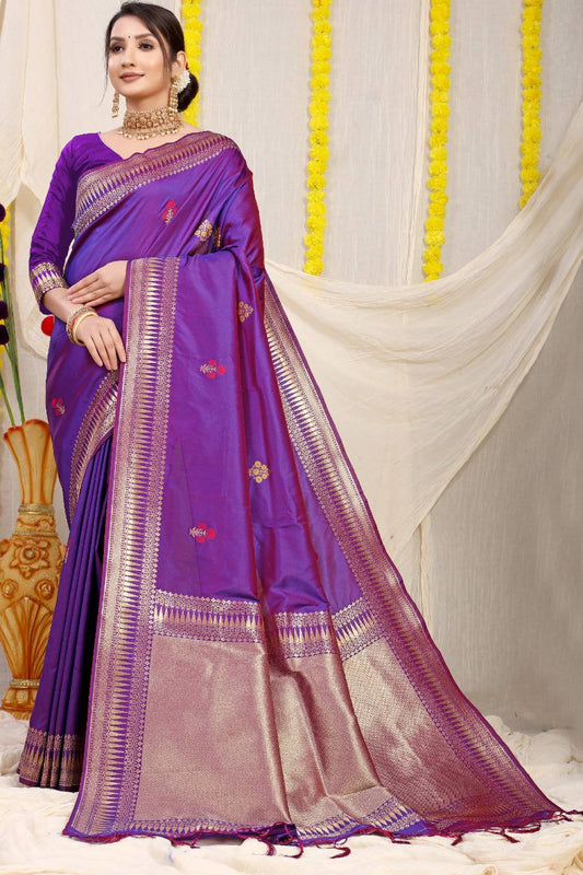 Kanchipuram Pure Light Purple Silk Handloom Saree