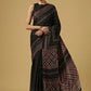 Black Ajarakh Digital Print Muslin Fabric Saree With Rich Glaze .