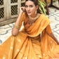 Yellow Chanderi Silk Saree With Silver And Copper Zari Weaves