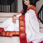 Red Lichi Silk Banarasi Saree With Kanjiwaram Figure