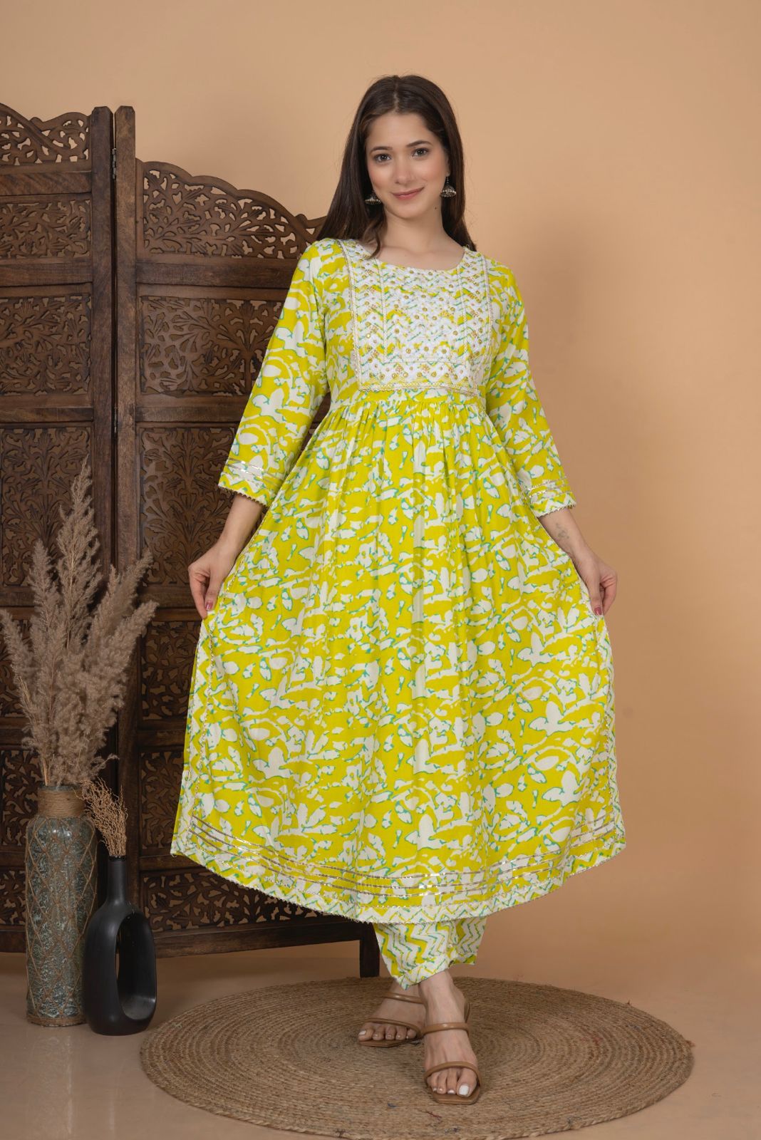 Rayon Nayra Cut  Heavy Gota  Lace Work Kurti