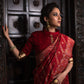 Red Pure Tussar Silk Jamdani Weaving Saree With Zari Woven Border