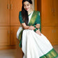 Green Lichi Silk Banarasi Saree With  Kanjiwaram Figure