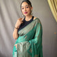 Green Pure Linen Tissue Combination Saree