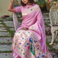 Pink Banarasi Soft Silk Paithani Saree With Zari Border