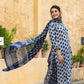Cotton Suit Set In Indigo Printed Kurti Pant With Dupatta