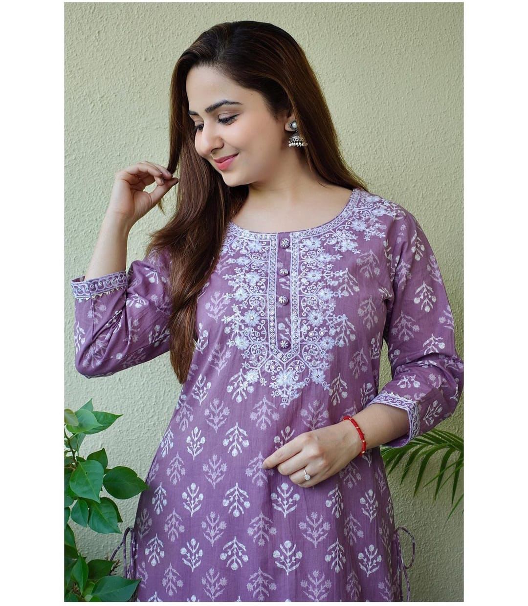 Pure Rayon Embroidery Work Kurti And Pent  Set