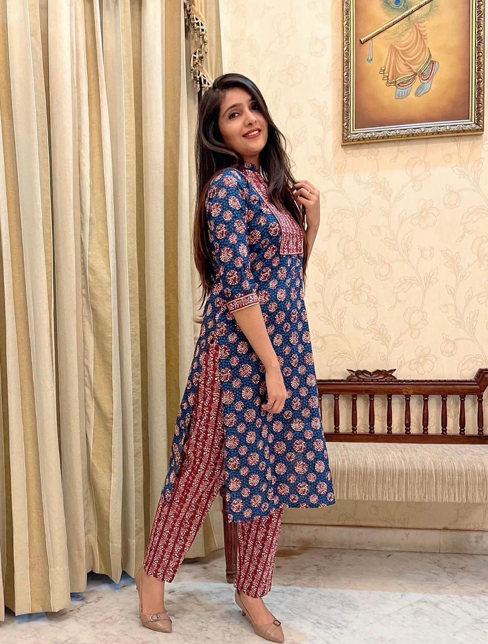 Daily Wear Superhit Cottan With Digital Printing  Kurti Pent Set