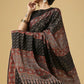 Black Ajarakh Digital Print Muslin Fabric Saree With Rich Glaze .