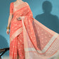 Peach Chanderi Chikankari Weaving Saree With Classy Zari
