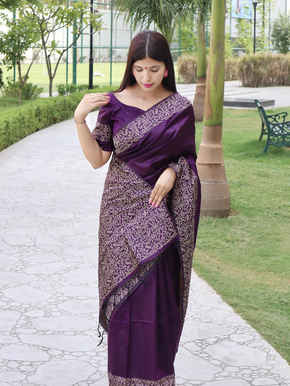 Purple Banglori Silk Saree With Rich Weaving Pallu
