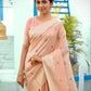 Linen Peach Tissue Saree With Zari Border
