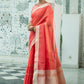 Orange Pure Linen Saree Katha Weaving