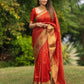 Orange Banarasi Saree With Lichi Silk Fab