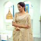 Linen Cream Tissue Saree With Zari Border