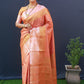 Sunrise Orange Beautiful Kanchipuram Pure silk handloom saree with Pure Zari