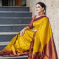 Gold Lichi Silk Banarasi Saree