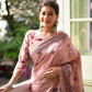 Pink Tussar Silk Saree With Madhubani Print