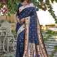 Blue Banarasi Soft Silk Paithani Saree With Zari Border