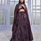 Wine Colour Embroidered Faux Georgette Party Wear Lehenga Choli