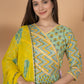 Pure Cotton Short Kurti With Peplum And Chiffon Dupatta