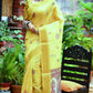 Lemon Tussar Silk Saree With Unique Slub Weaving Pattern