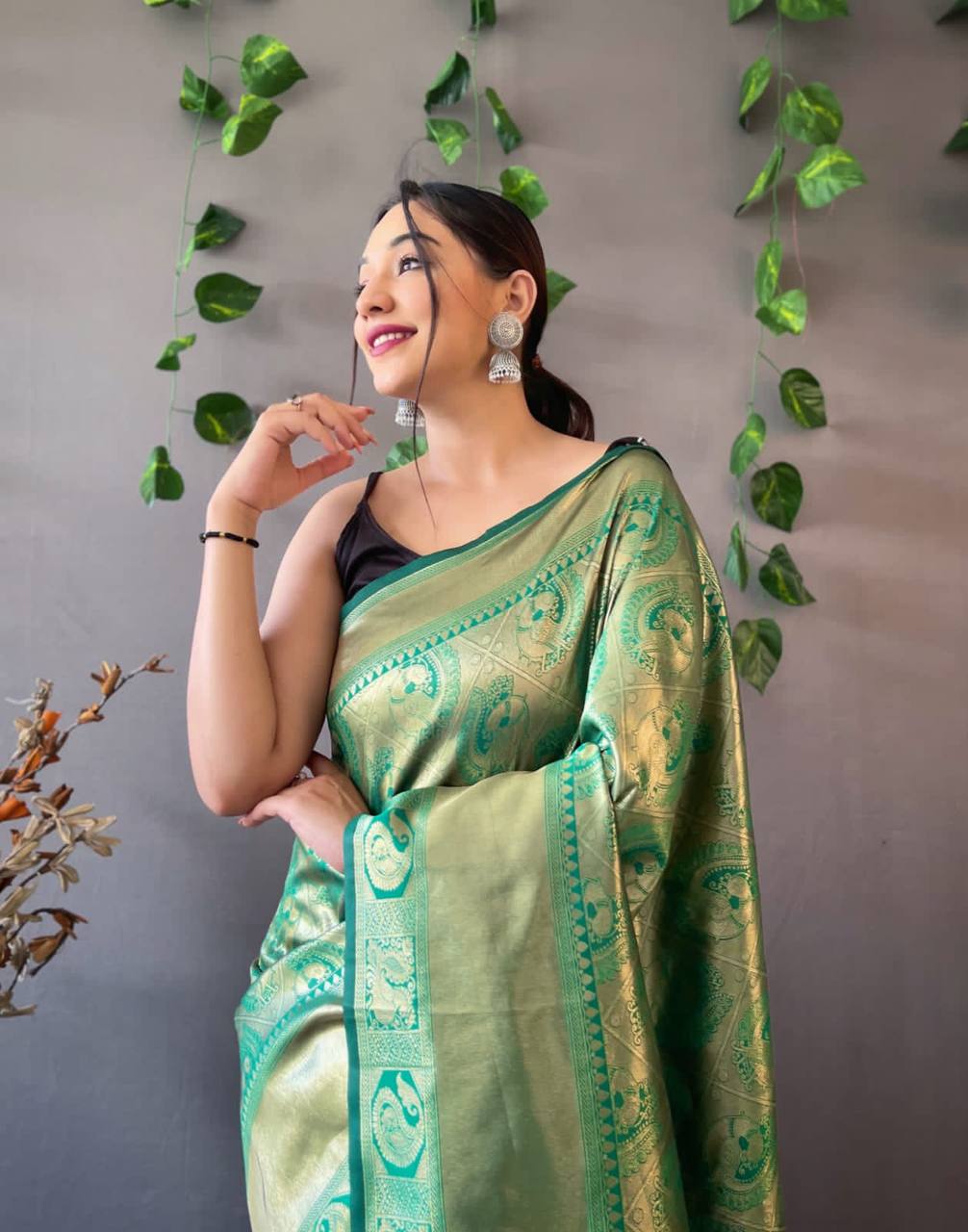 Heavy Silk Pure Green Saree