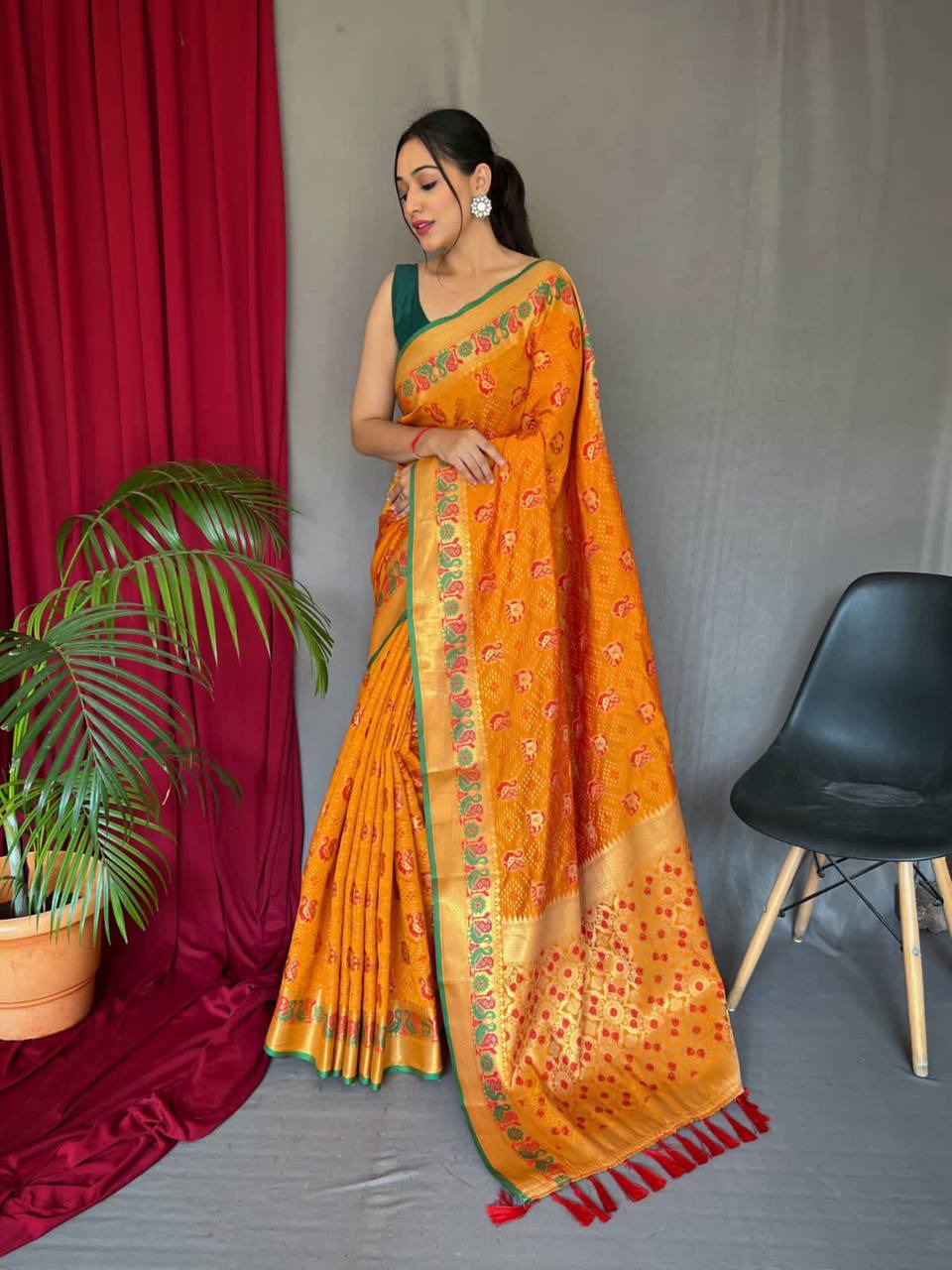 Yellow Pure Kachii Patola Silk Saree With Rich Pallu