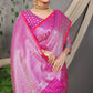 Beautiful Pink Lichi Soft Silk  Saree With Weaving Silver