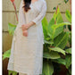 White Beautiful Embroidery Chanderi Kurti Set