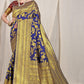 Blue Pure silk saree with gold Jari weaving work