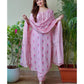 Pink Cotton Printed Afghani Suit Set