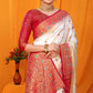 White Balatan Pure Silk Saree With Rich Pallu