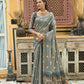 Grey Chanderi Silk Saree With Silver And Copper Zari Weaves
