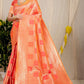 Orange Kanchipuram Pure silk saree with Jari weaving work