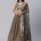 Grey Embroidered Faux Georgette Party Wear Lehenga Choli