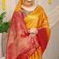 Yellow Pure Soft Silk Saree With Hand dying Soft Luxurious Fabric.
