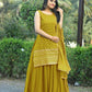Beautiful Faux Georgette Yellow Top With Plazo and Dupatta