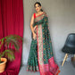 Dark Green Soft Rangeen Patola Silk Saree